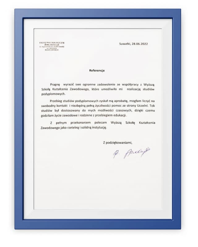 Referencje Usługi psychologiczne Beata Andruczyk