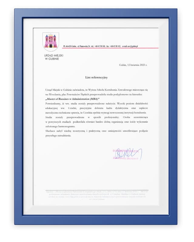 Referencje Urząd Miasta Gubin