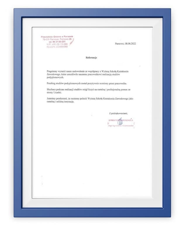 Referencje Przedszkole Gminne w Parnowie