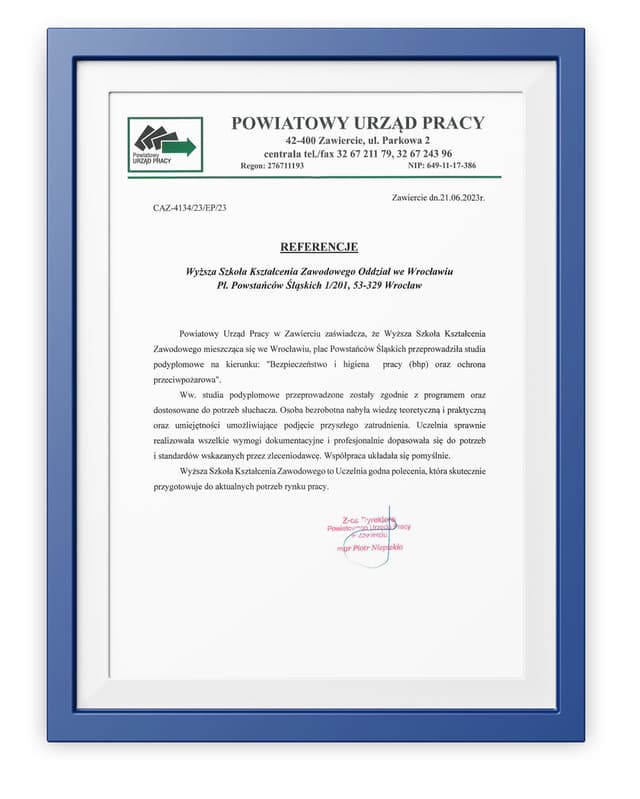 Referencje Powiatowy Urząd Pracy w Zawierciu