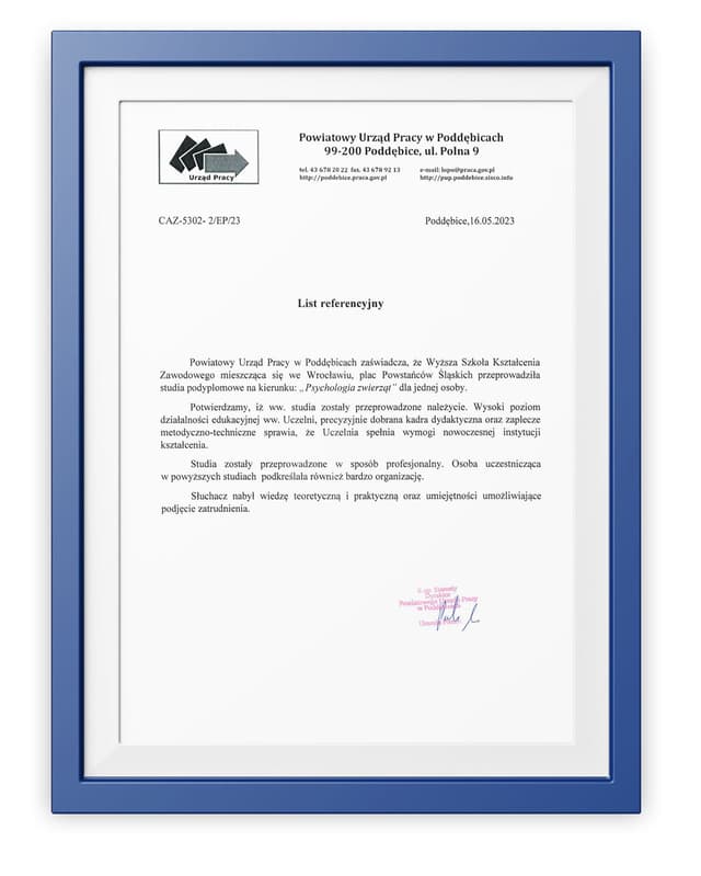 Referencje Powiatowy Urząd Pracy w Poddębicach