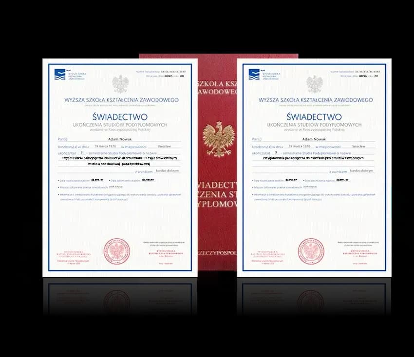 Zdjęcie przedstawiające awers świadectwa