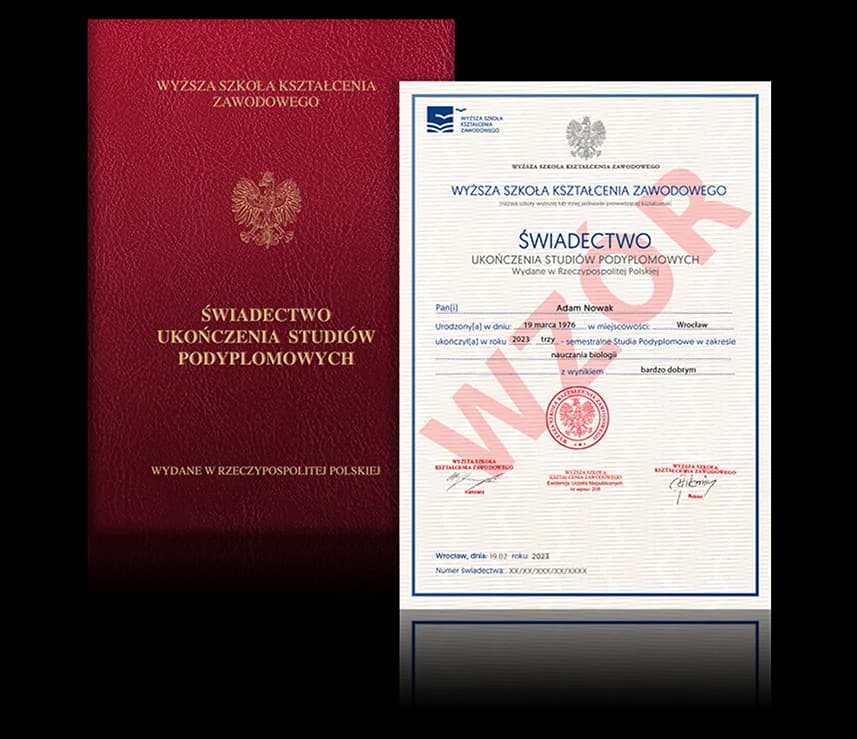 Zdjęcie przedstawiające awers świadectwa