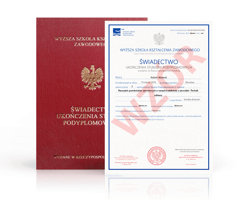 Zdjęcie przedstawiające awers świadectwa