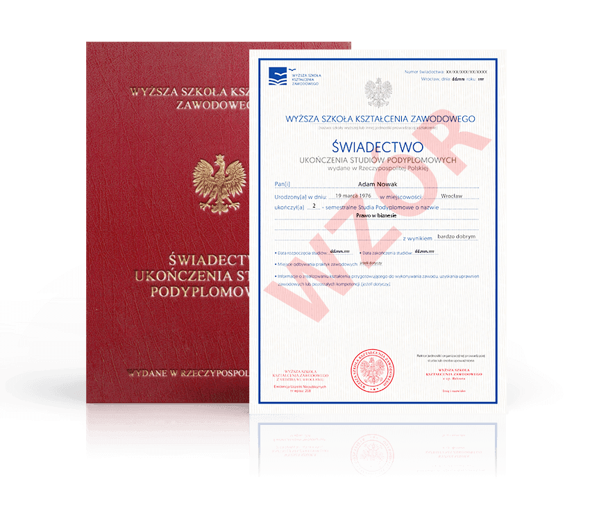 Zdjęcie przedstawiające awers świadectwa