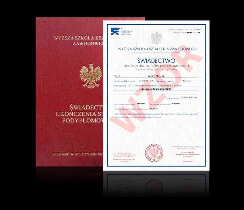 Zdjęcie przedstawiające awers świadectwa