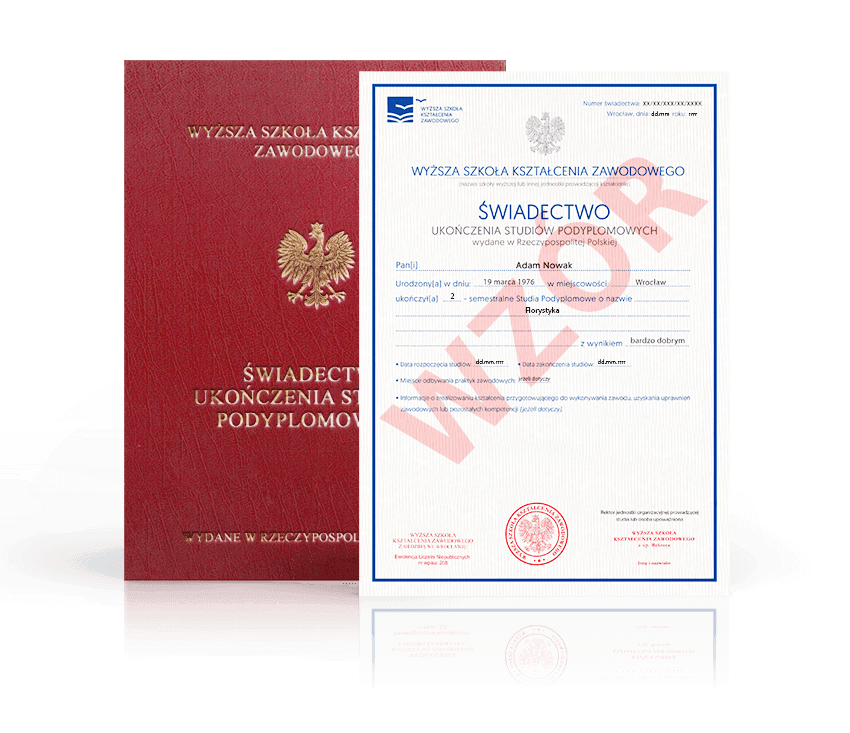 Zdjęcie przedstawiające awers świadectwa