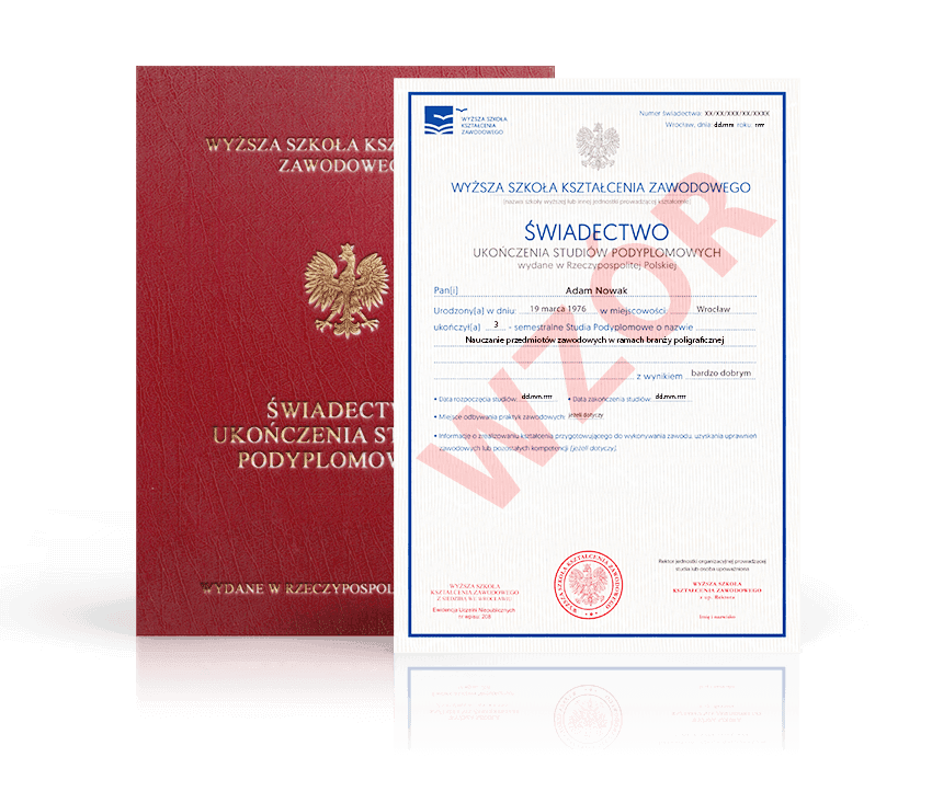 Zdjęcie przedstawiające awers świadectwa