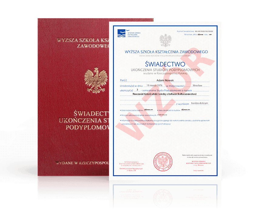 Zdjęcie przedstawiające awers świadectwa