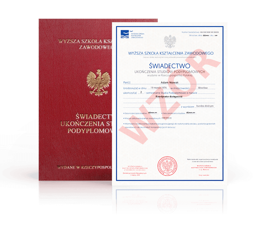 Zdjęcie przedstawiające awers świadectwa