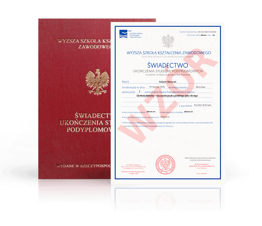 Zdjęcie przedstawiające awers świadectwa