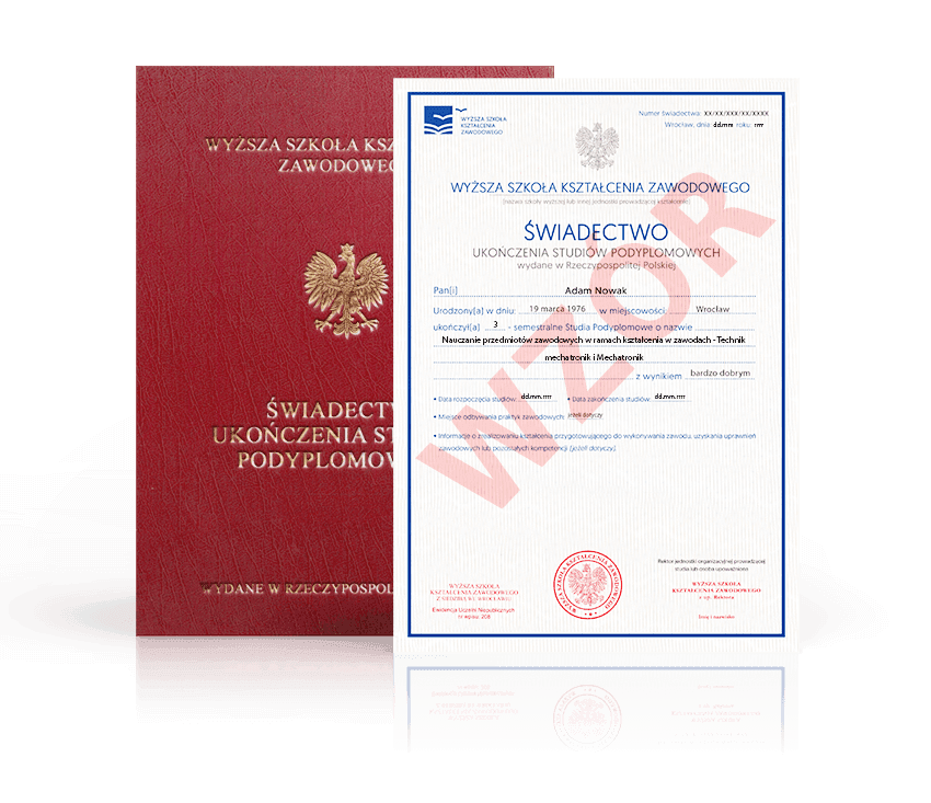 Zdjęcie przedstawiające awers świadectwa