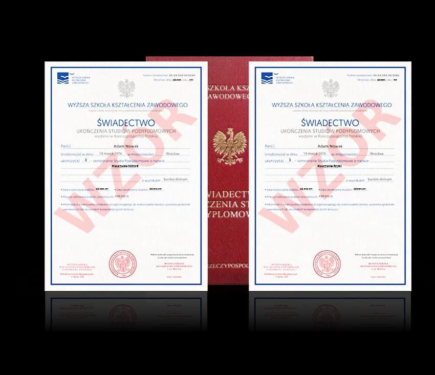 Zdjęcie przedstawiające awers świadectwa