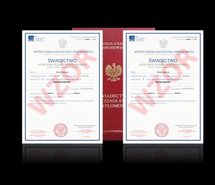 Zdjęcie przedstawiające awers świadectwa