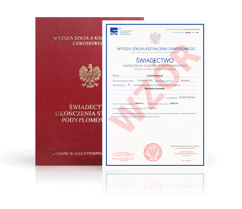 Zdjęcie przedstawiające awers świadectwa