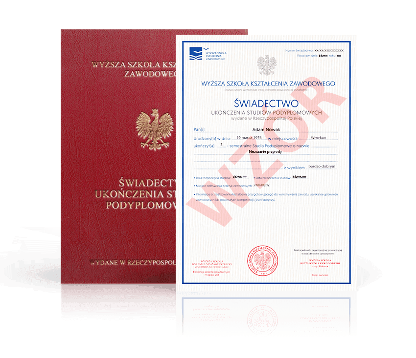 Zdjęcie przedstawiające awers świadectwa