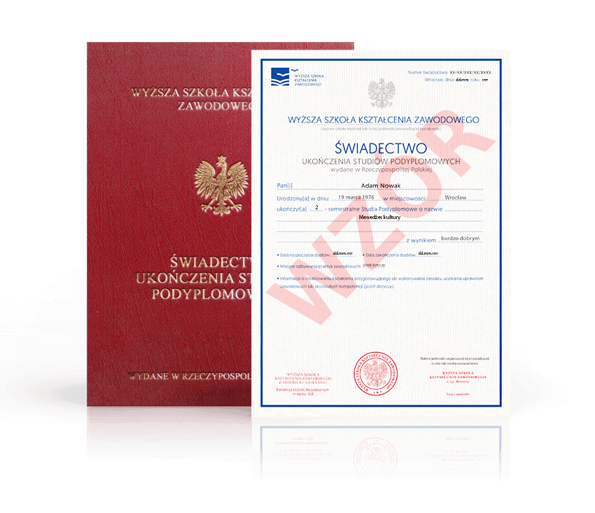 Zdjęcie przedstawiające awers świadectwa