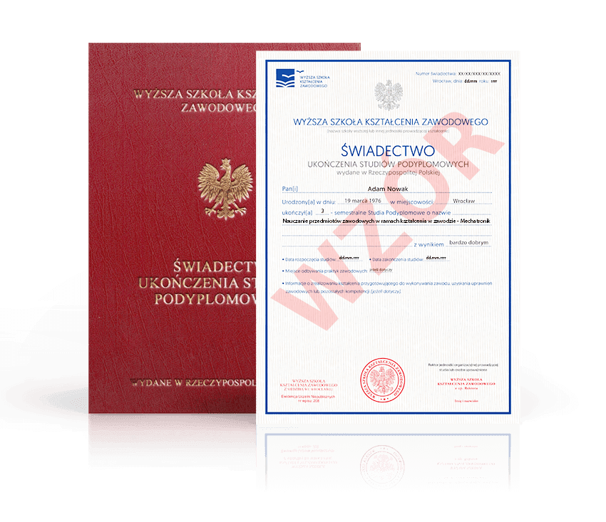 Zdjęcie przedstawiające awers świadectwa