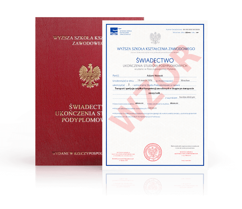 Zdjęcie przedstawiające awers świadectwa