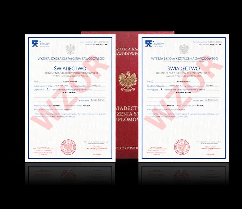 Zdjęcie przedstawiające awers świadectwa