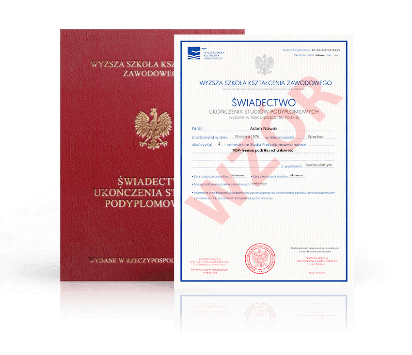 Zdjęcie przedstawiające awers świadectwa