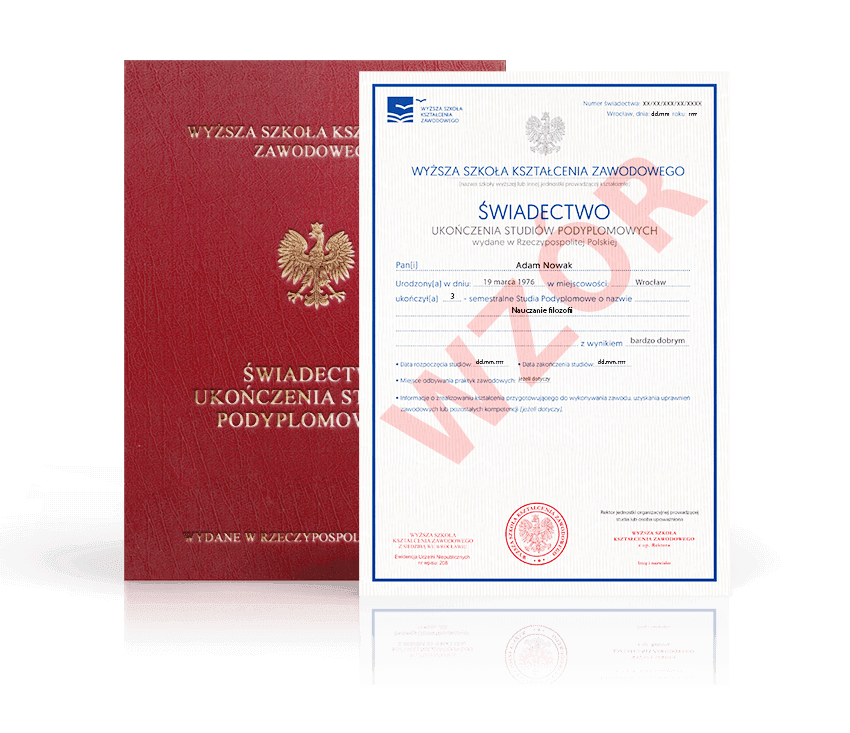 Zdjęcie przedstawiające awers świadectwa