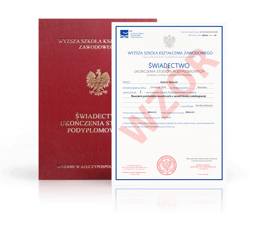 Zdjęcie przedstawiające awers świadectwa