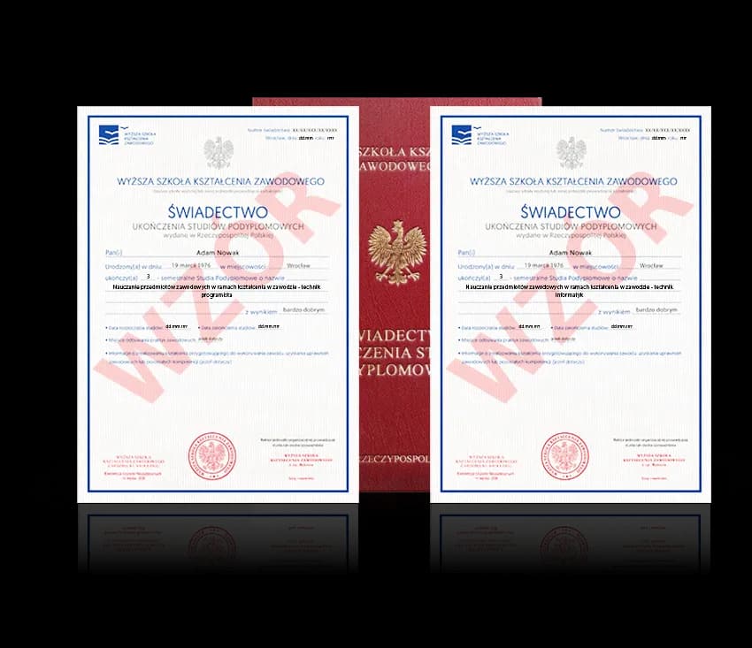 Zdjęcie przedstawiające awers świadectwa