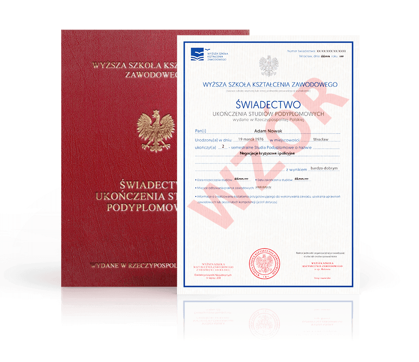 Zdjęcie przedstawiające awers świadectwa