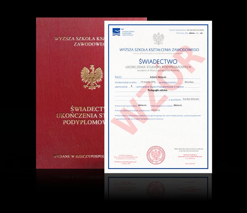 Zdjęcie przedstawiające awers świadectwa
