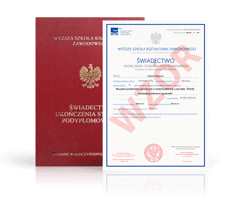 Zdjęcie przedstawiające awers świadectwa