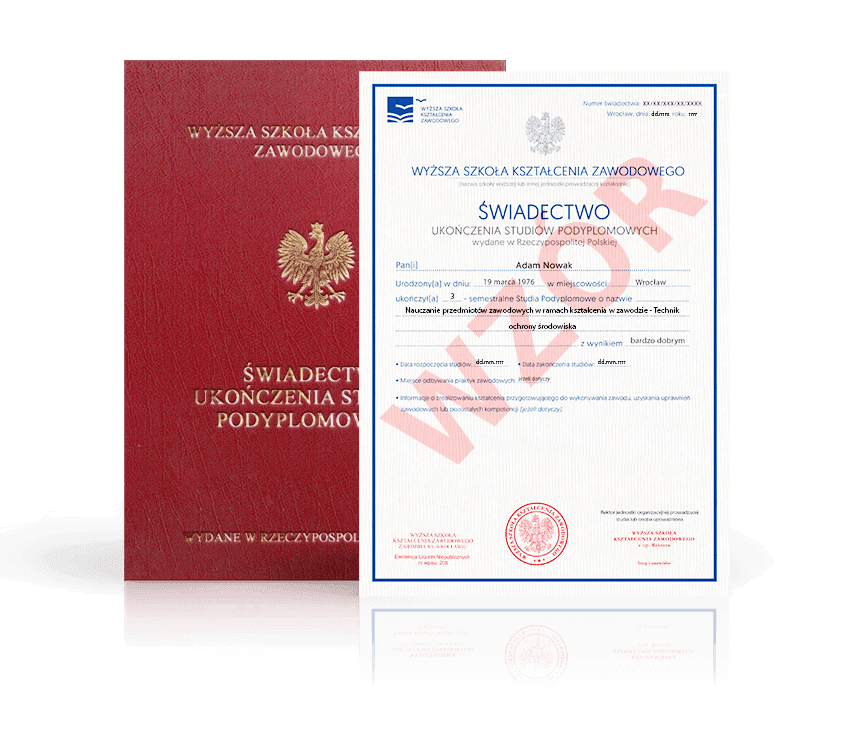 Zdjęcie przedstawiające awers świadectwa