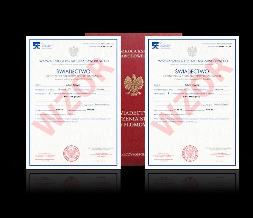 Zdjęcie przedstawiające awers świadectwa