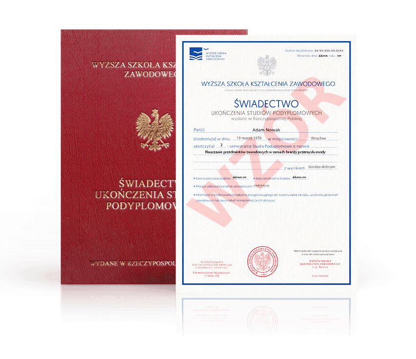 Zdjęcie przedstawiające awers świadectwa