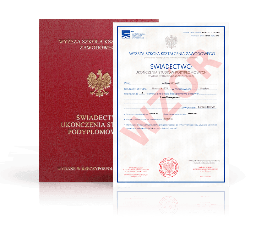 Zdjęcie przedstawiające awers świadectwa