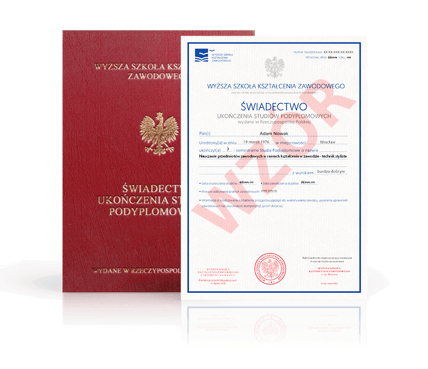 Zdjęcie przedstawiające awers świadectwa